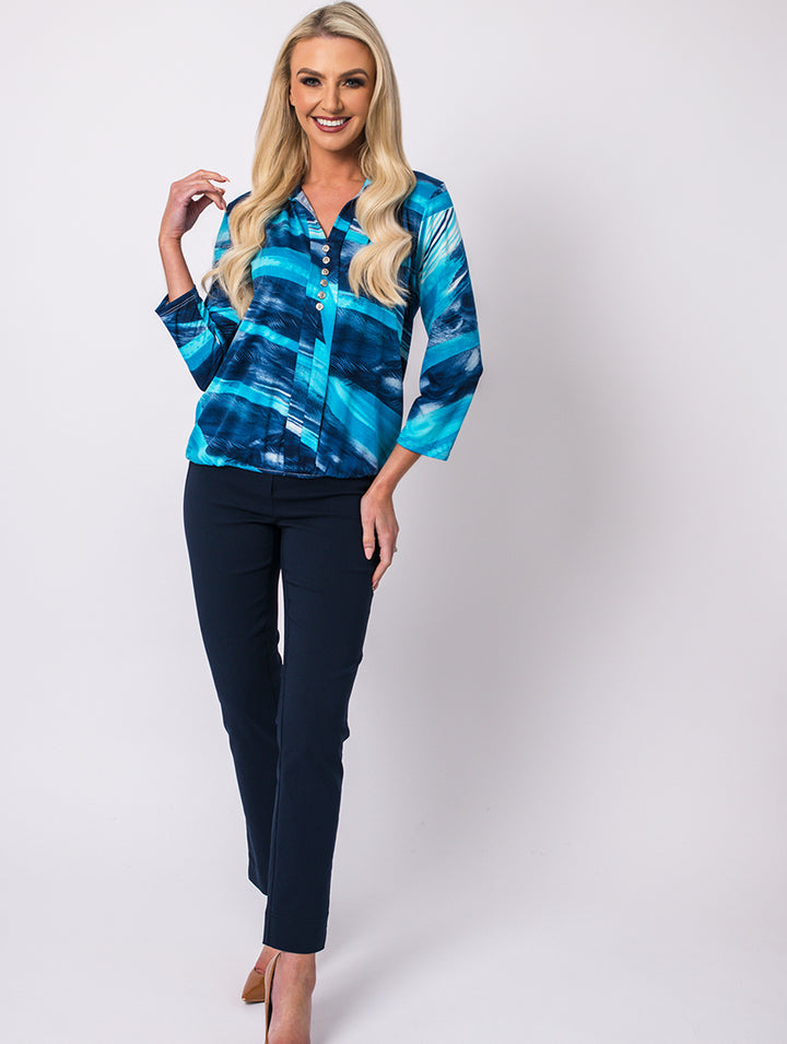 Shirt Collar Top - Turq