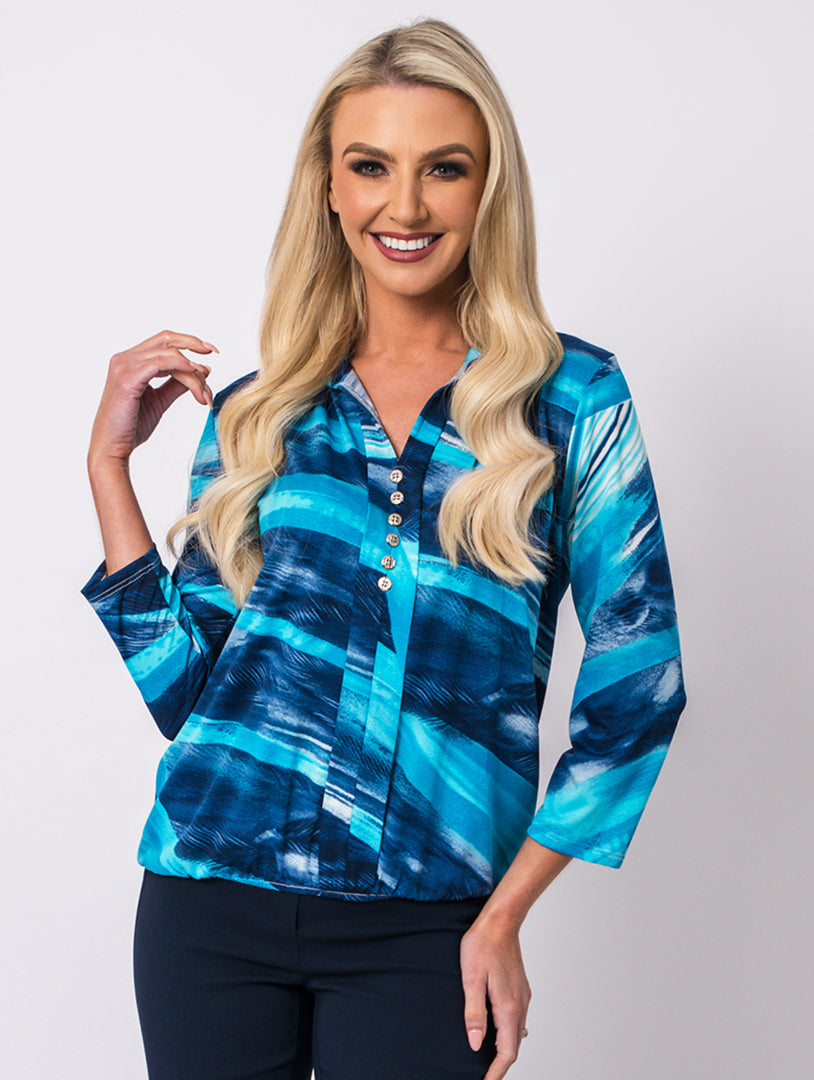 Shirt Collar Top - Turq