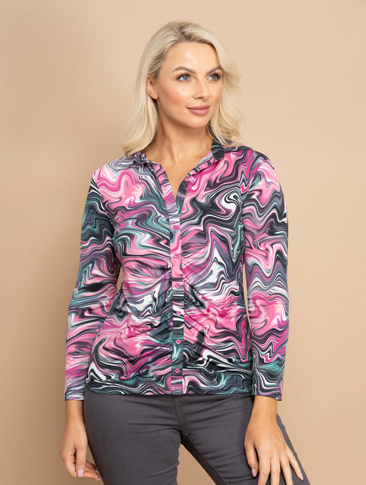 Gathered Top - Pink/Black