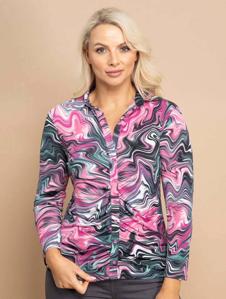 Gathered Top - Pink/Black