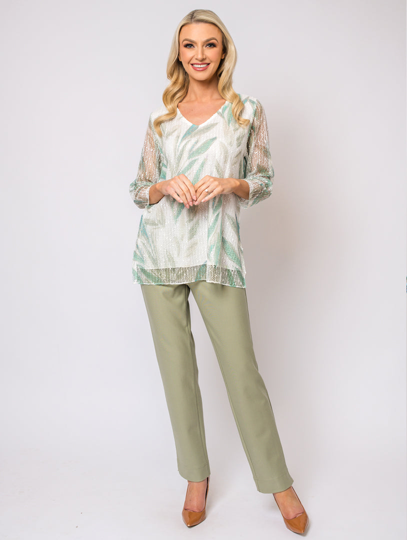 Lace Top - Khaki Multi