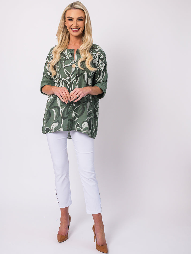 1 Button Top - Khaki/Stone - One Size