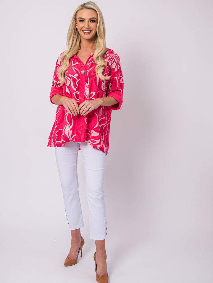 1 Button Top - Strawberry - One Size