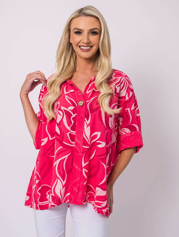 1 Button Top - Strawberry - One Size