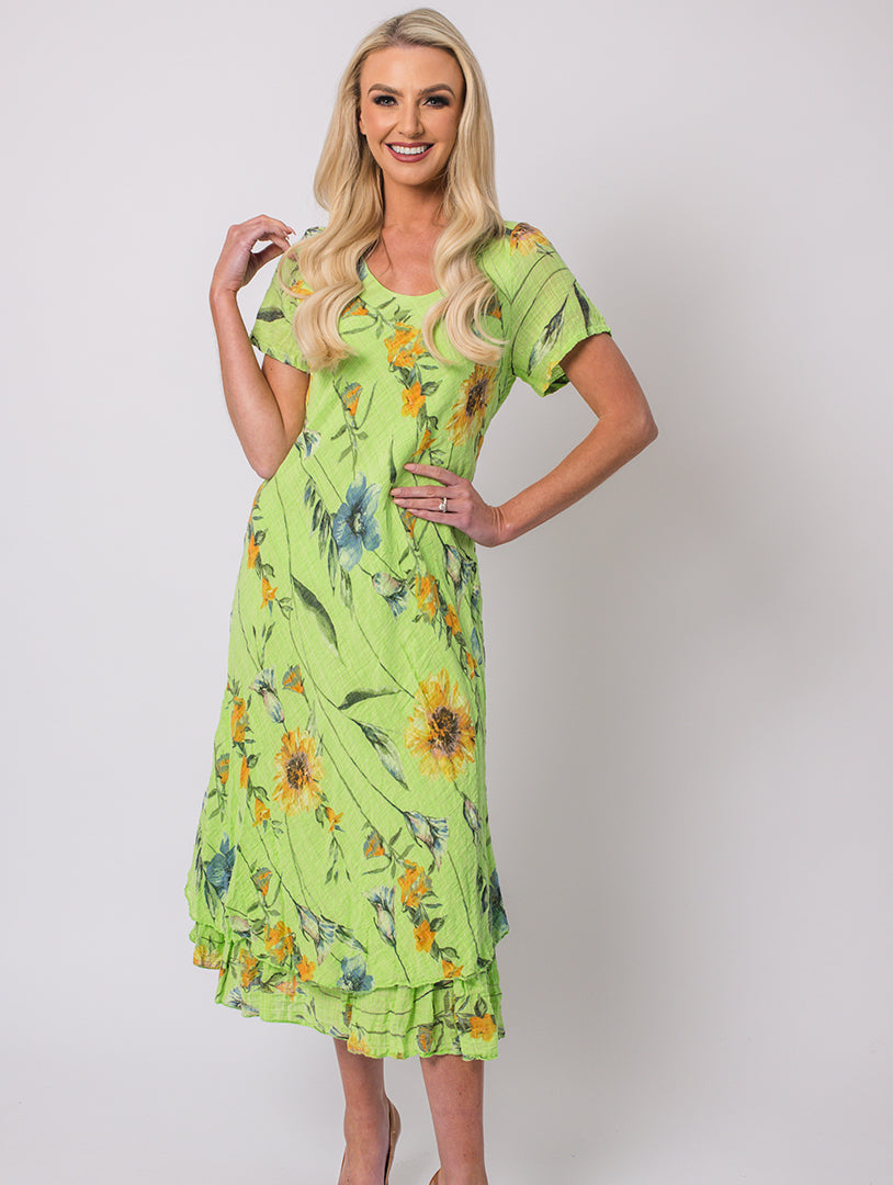 Print Dress - Lime