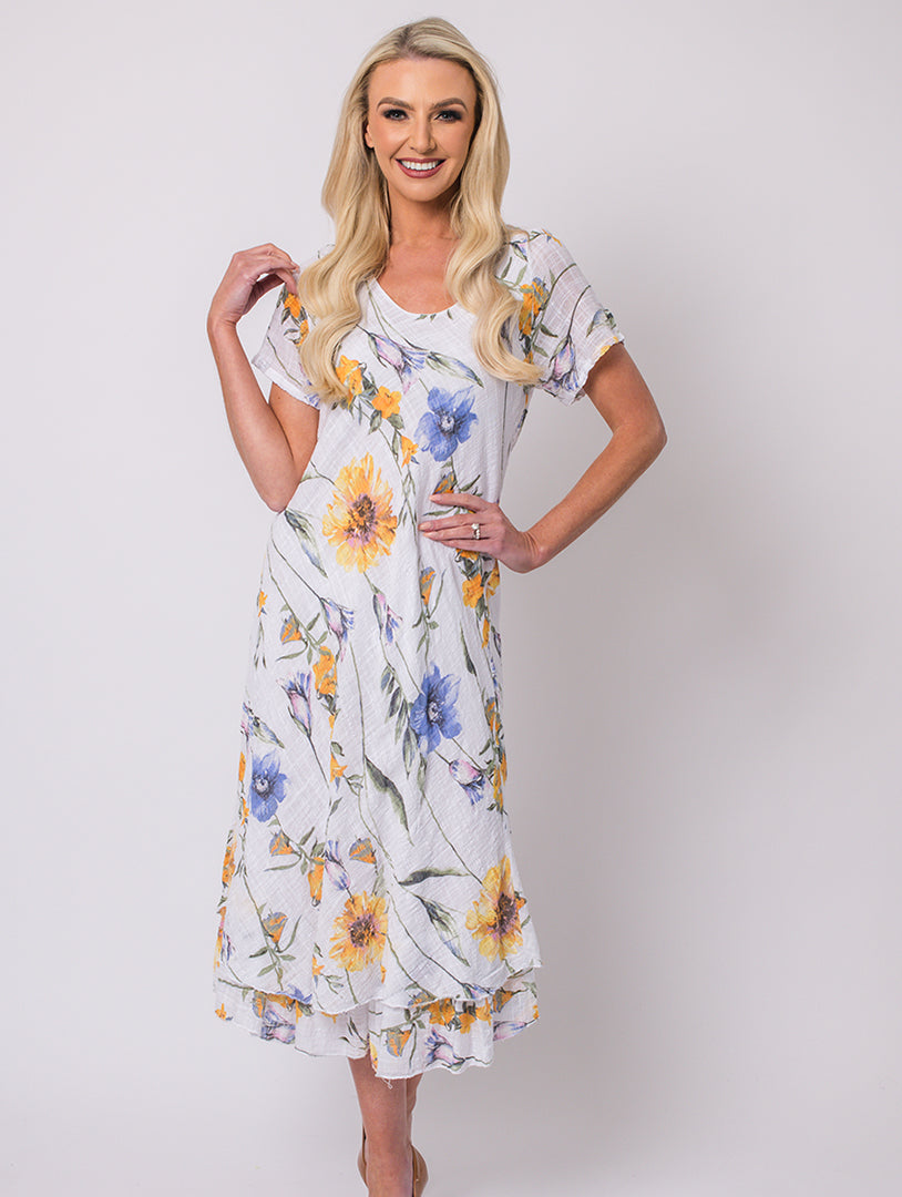 Print Dress - White