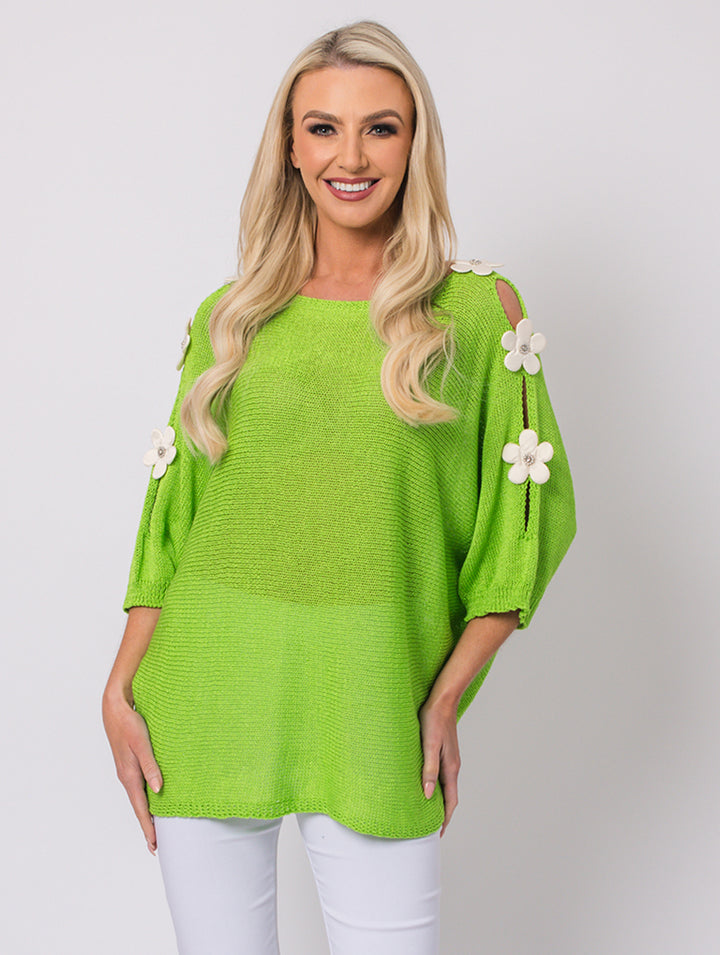 Daisy Front Top - Lime - One Size