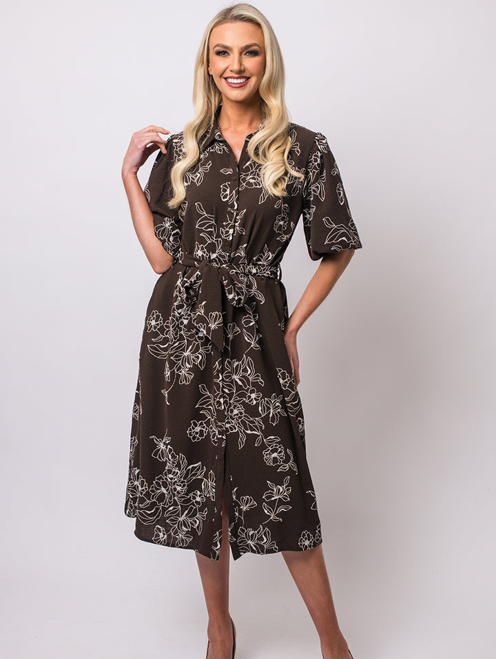 Puff Sleeve Dress - Chocolate
