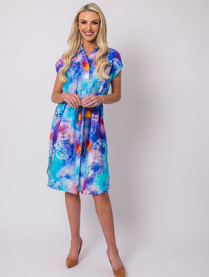 Printed Dress - Turq