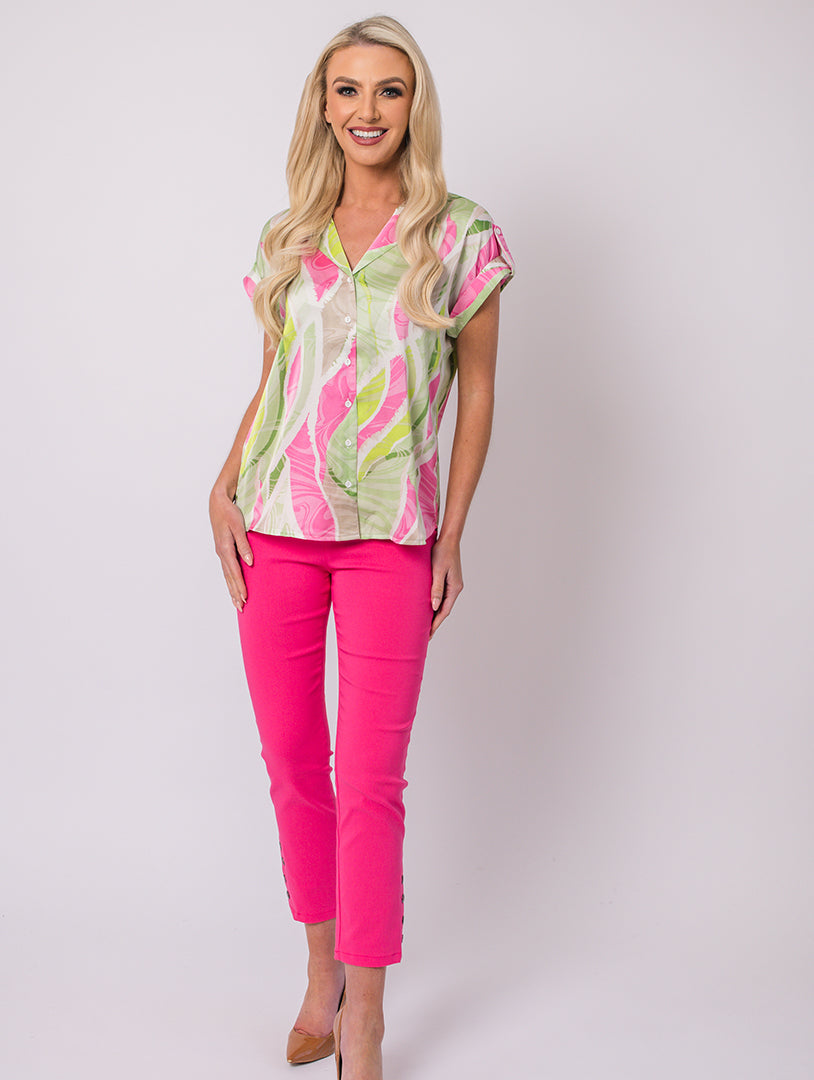 Half Sleeve Blouse - Pink Multi