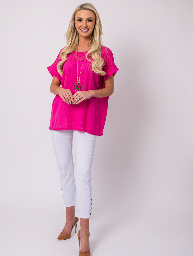 Lace Top - Cerise - One Size