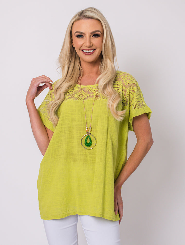 Lace Top - Lime - One Size