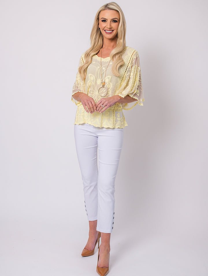 Lace Top - Lemon - One Size
