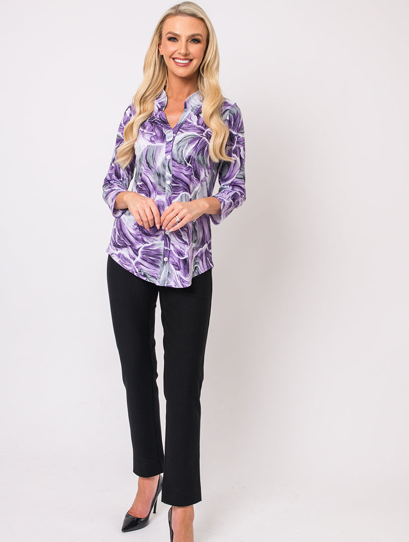 Stand Collar Blouse - Lilac