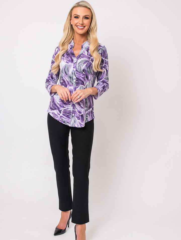 Stand Collar Blouse - Lilac