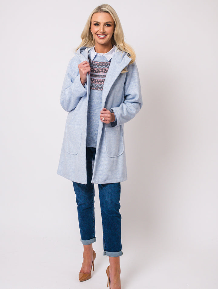 HERRINGBONE COAT - BLUE