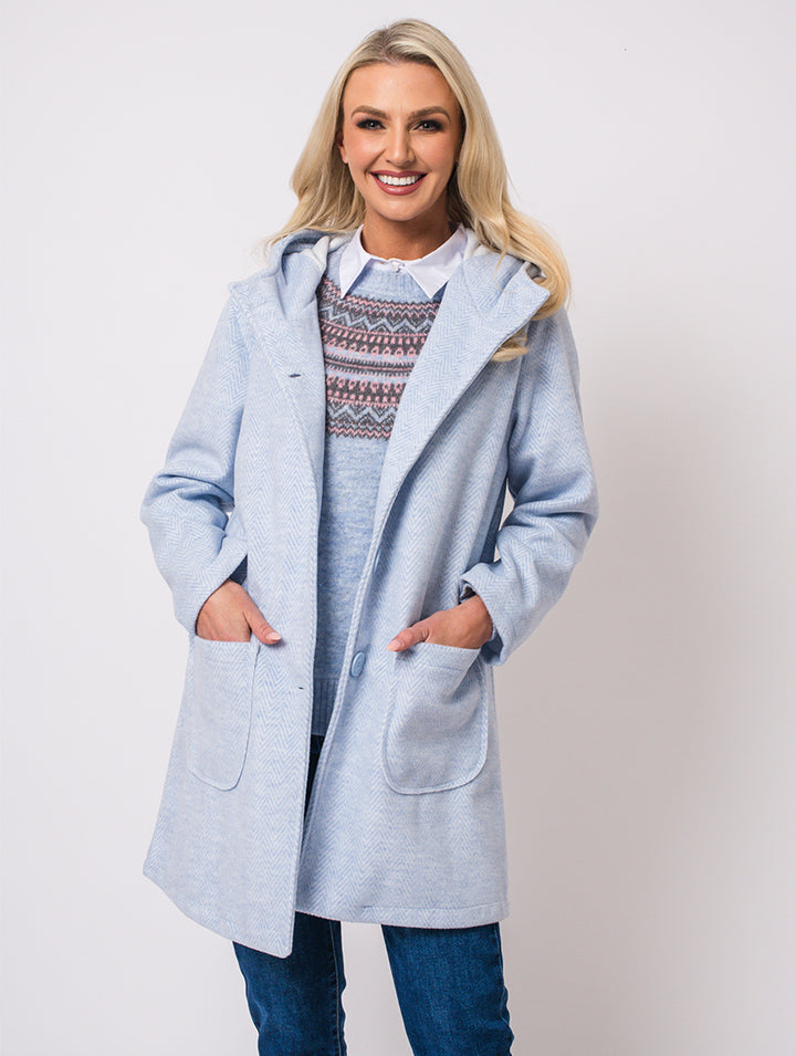 HERRINGBONE COAT - BLUE