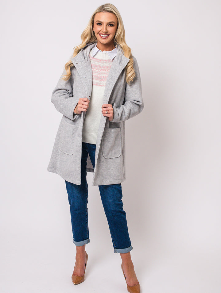 HERRINGBONE COAT - GREY