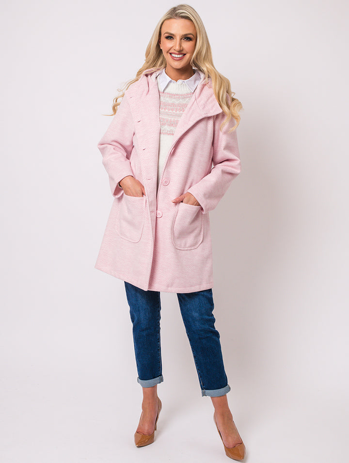 HERRINGBONE COAT - PINK