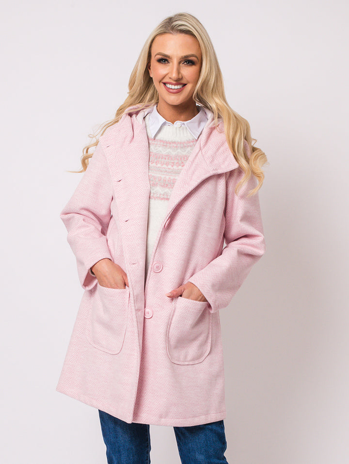 HERRINGBONE COAT - PINK