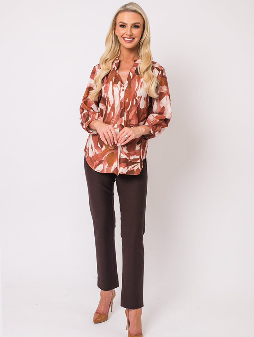 Print Blouse - Tan