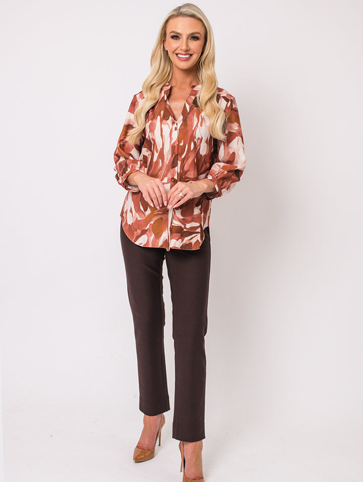 Print Blouse - Tan