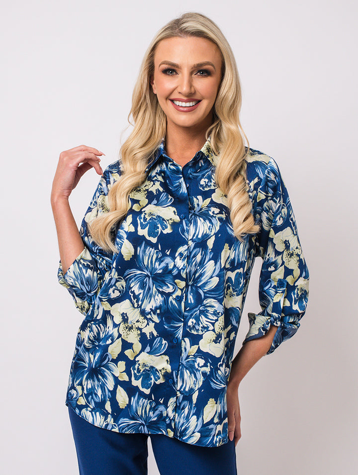 Floral Print Blouse - Royal