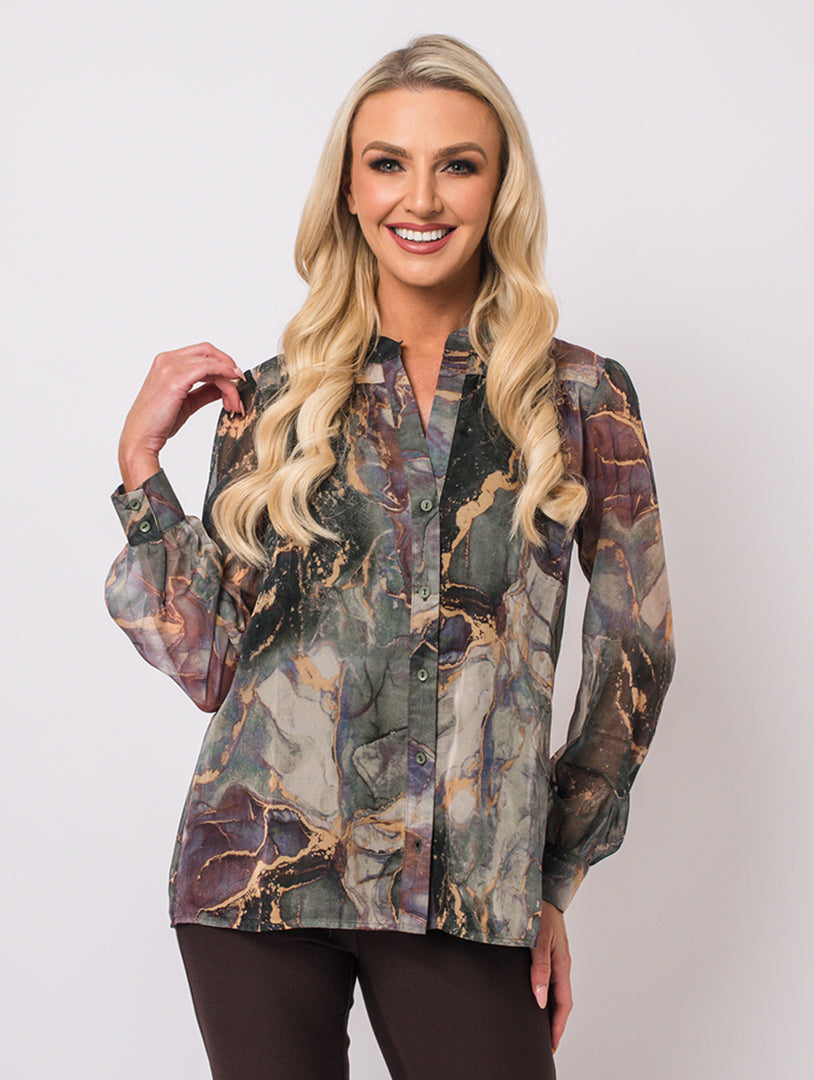 Button Up Blouse - Wine