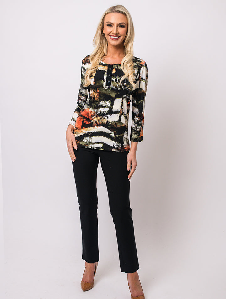4 Button Top - Rust/Black