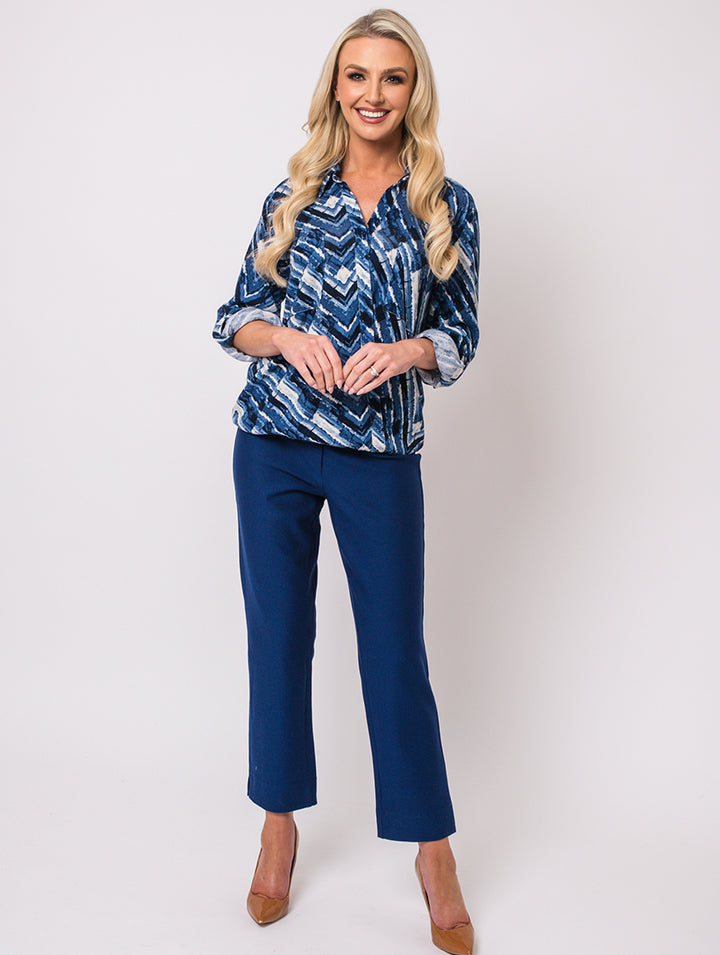 Turn Back Cuff Blouse - Denim