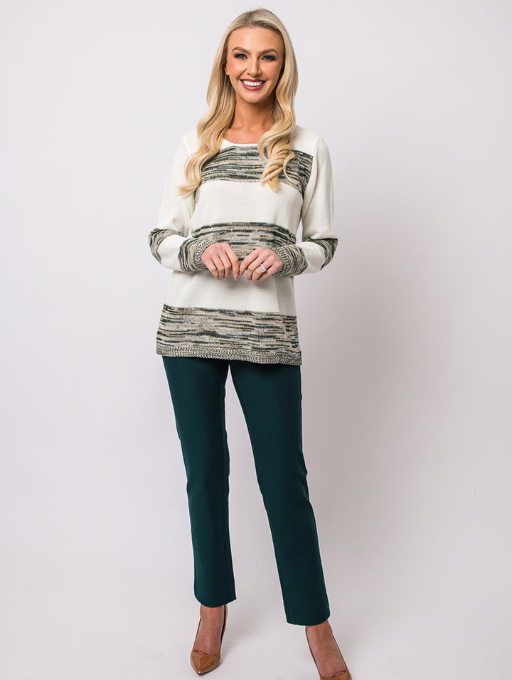 Stripe Jumper - Pine/Ivory
