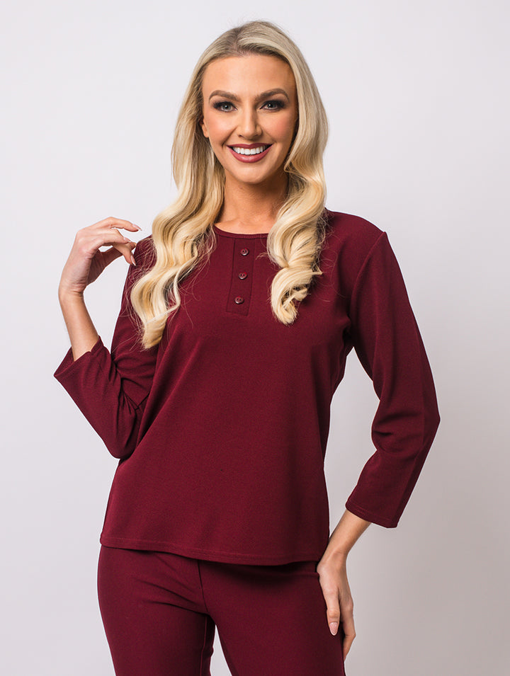 3 Button Top - Berry