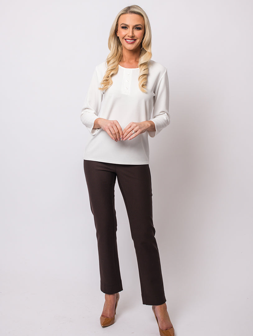 3 Button Top - Ivory