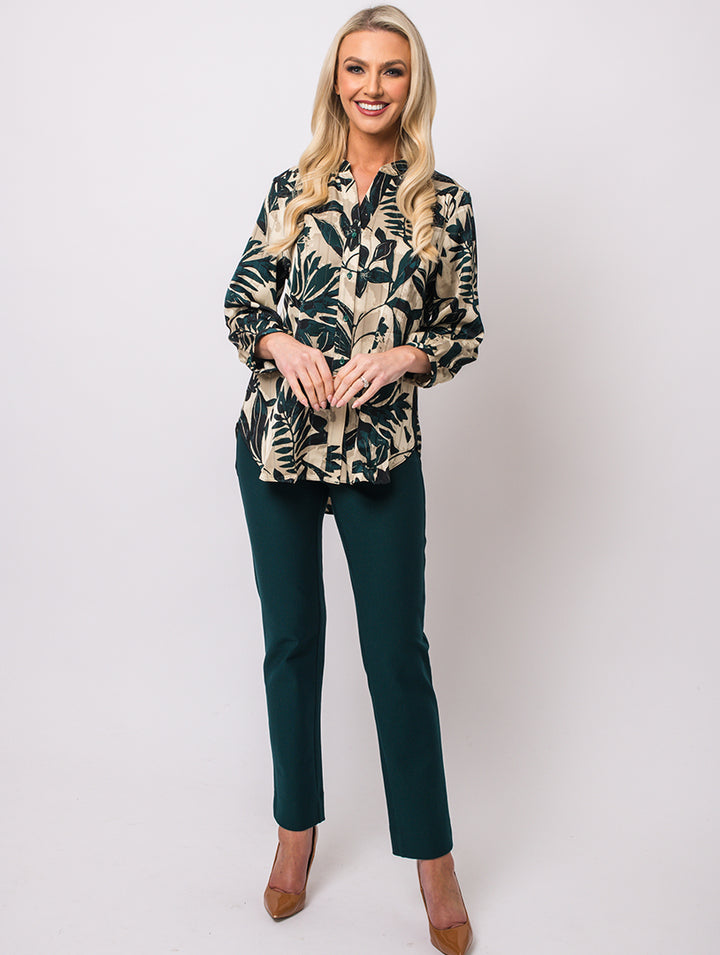 Stand Collar Blouse - Pine