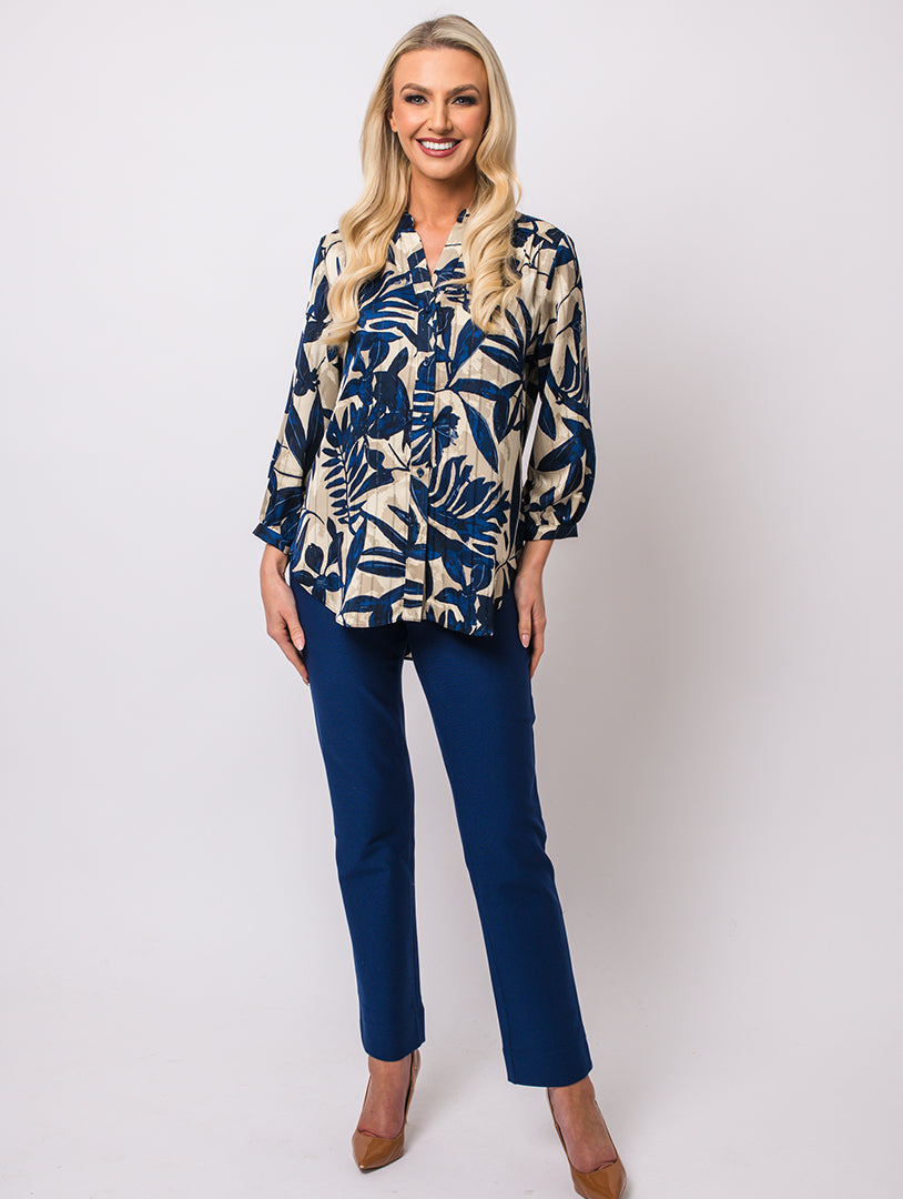 Stand Collar Blouse - Royal