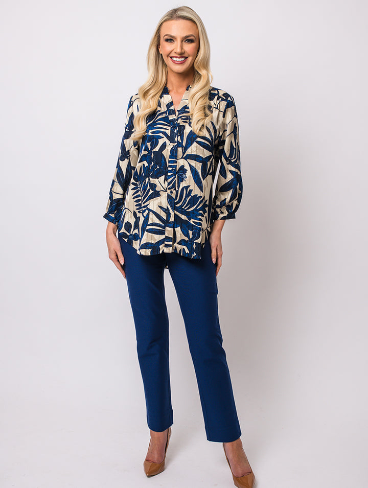 Stand Collar Blouse - Royal