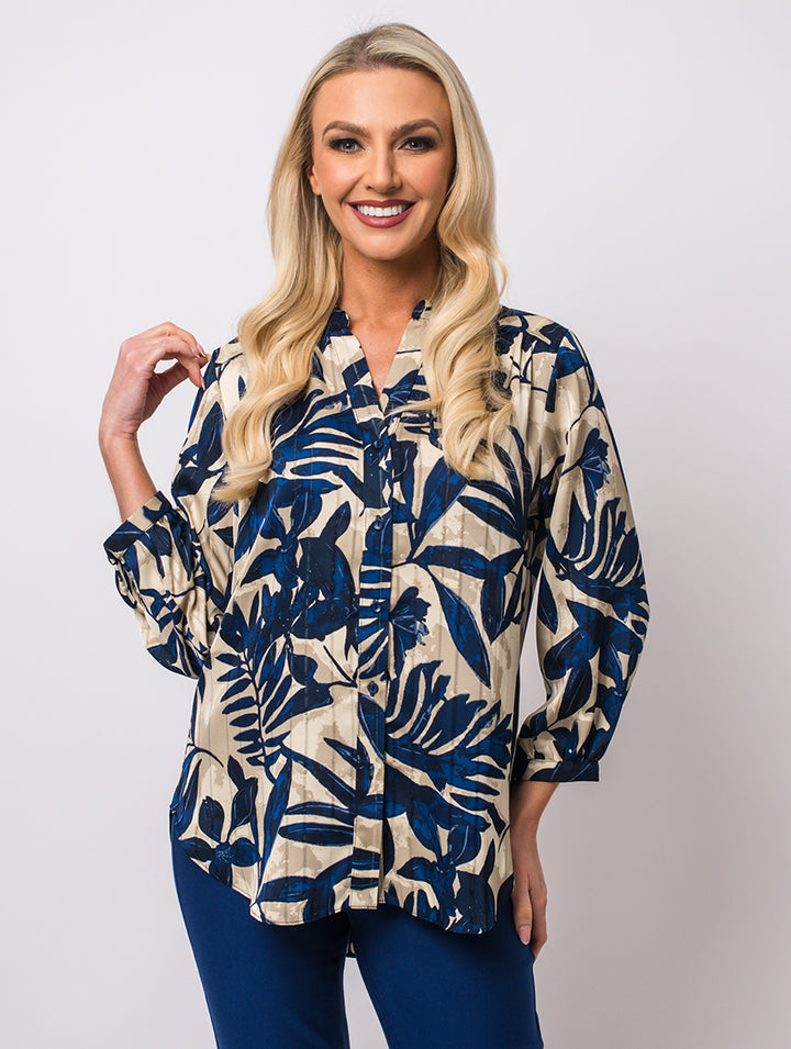 Stand Collar Blouse - Royal