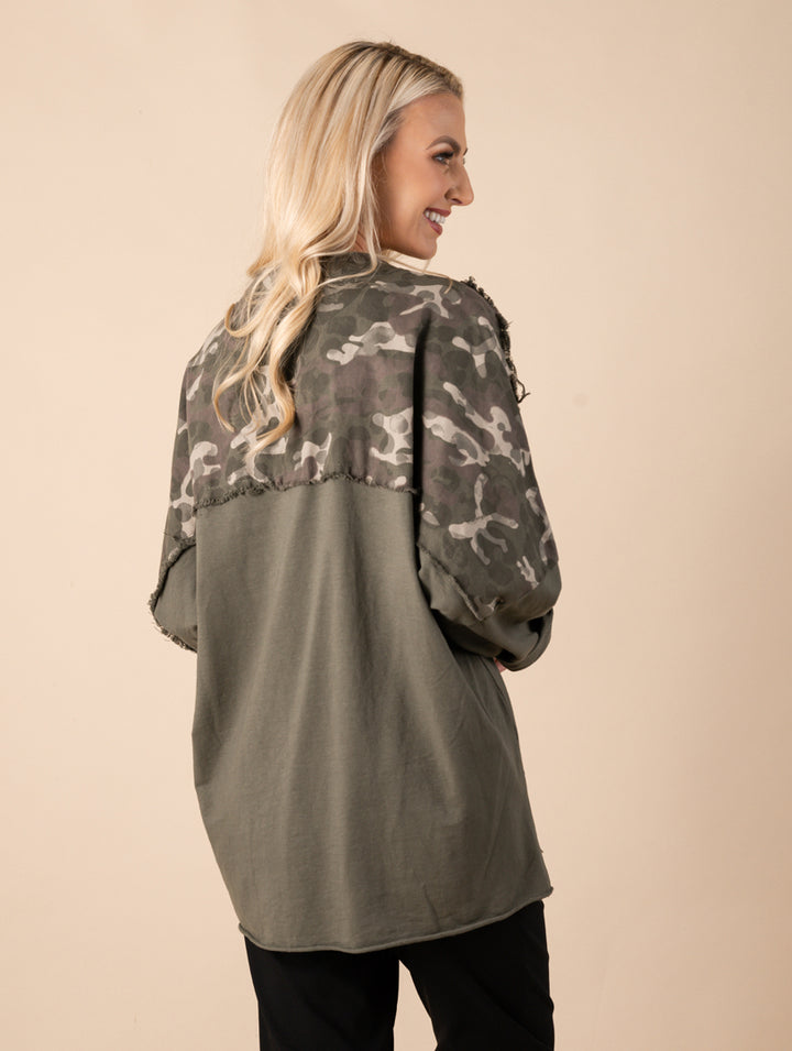 Camo Pocket Print Tunic - Khaki