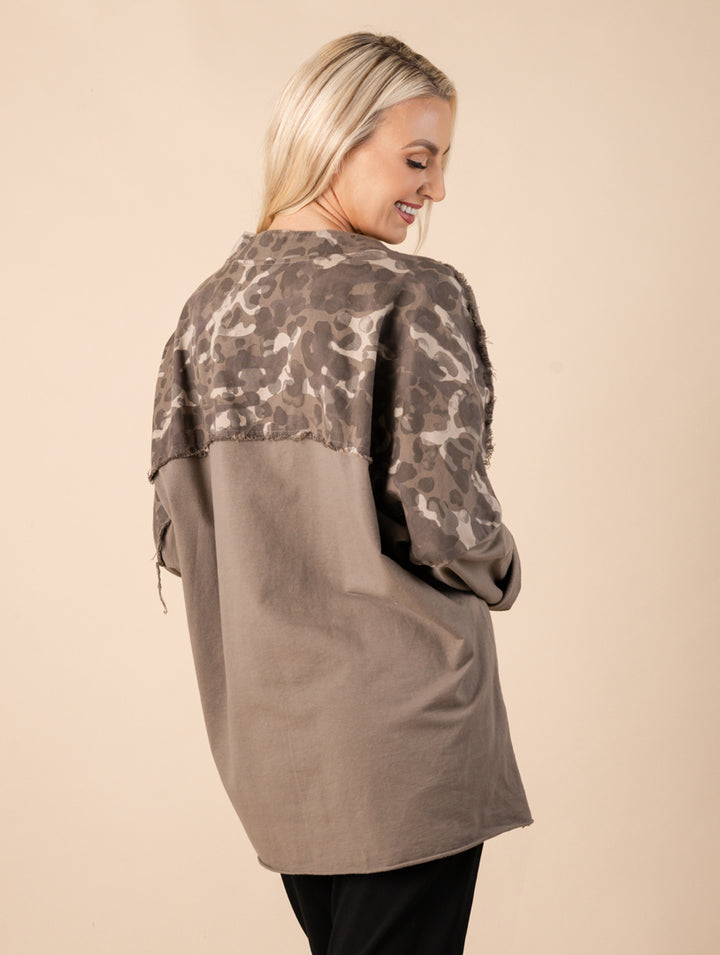 Camo Pocket Print Tunic - Taupe