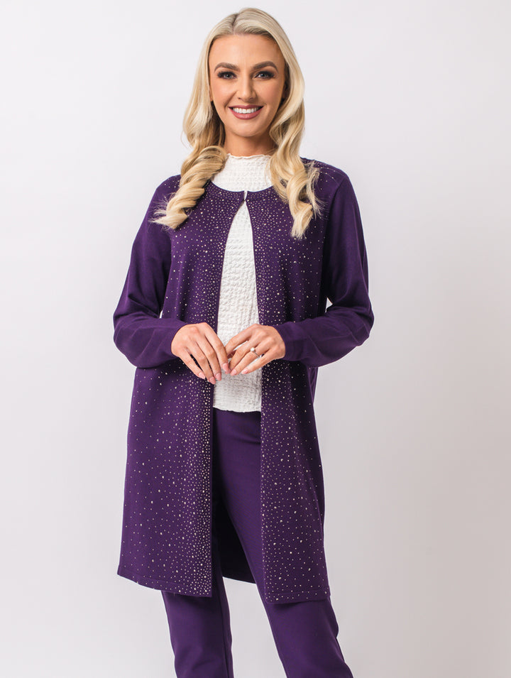 Diamonte Cardigan - Damson