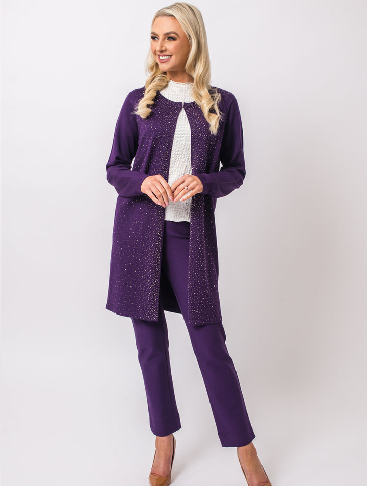 Diamonte Cardigan - Damson