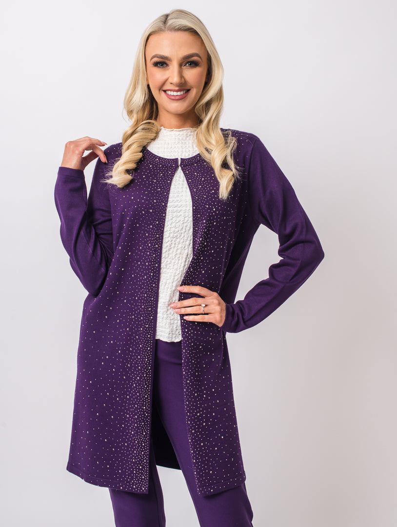 Diamonte Cardigan - Damson