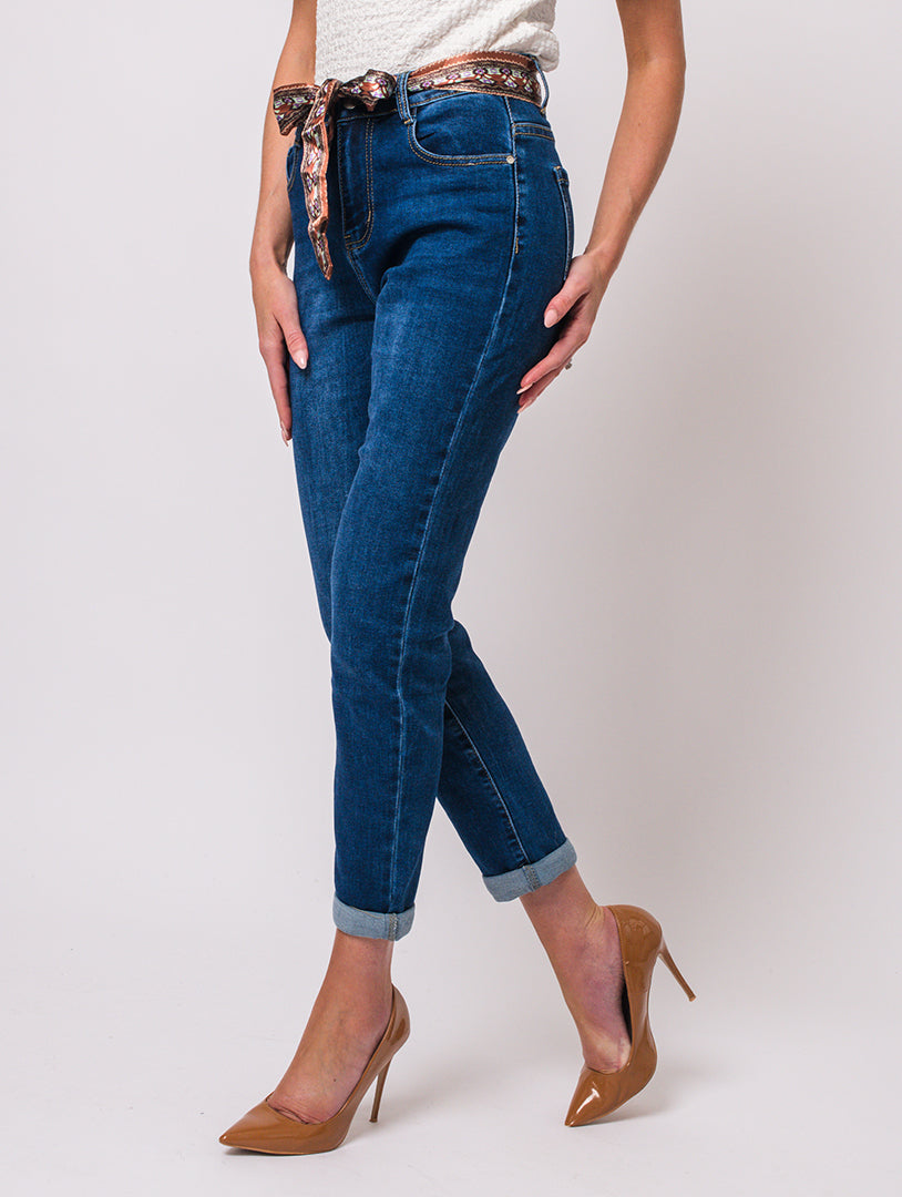 Mom Jeans With Belt - Denim