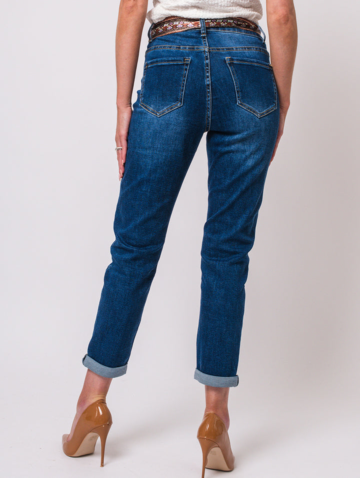 Mom Jeans With Belt - Denim