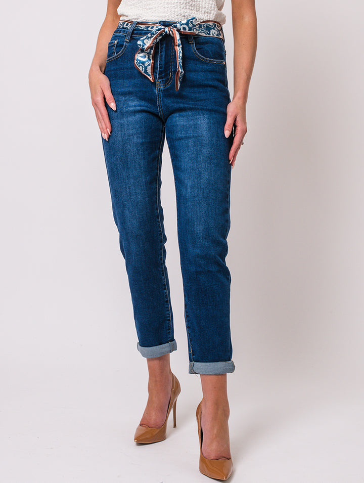 Mom Jeans With Belt - Denim
