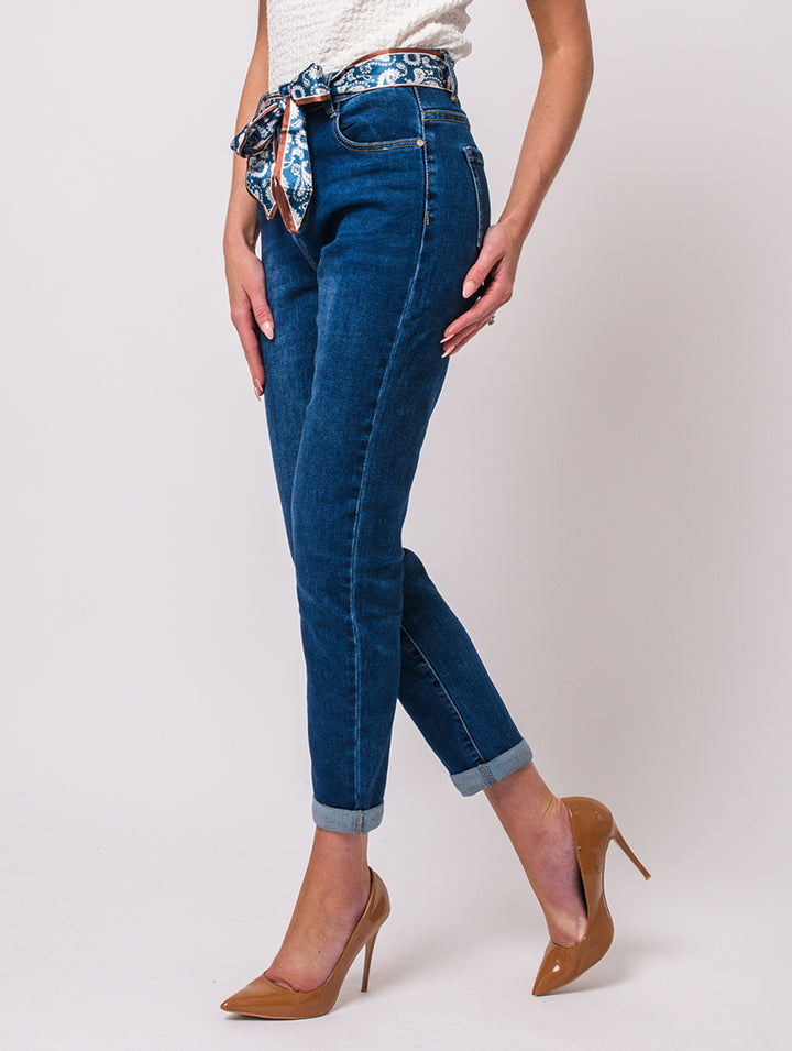 Mom Jeans With Belt - Denim