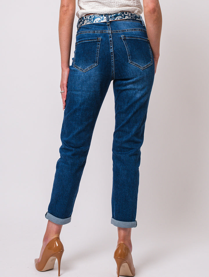 Mom Jeans With Belt - Denim