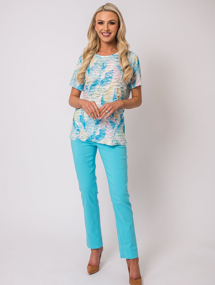 Ruffle Top - Turq Multi