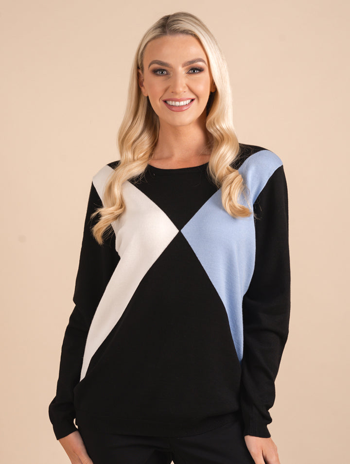 Luxury Knitwear - Black/Light Blue