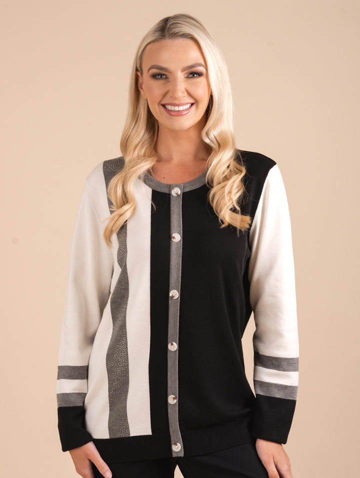 Button Jumper - Black/Grey